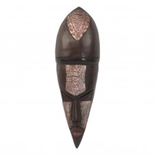 African Wood Mask Hand Carved &apos;Man from the Stars&apos; NOVICA Ghana    312199402244